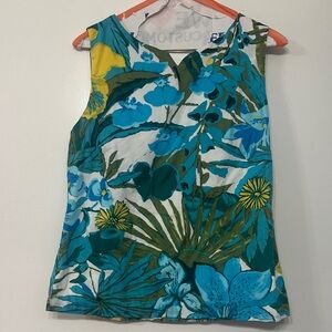 Talbots Tropical Floral Tank Top - Blue, Green, Yellow